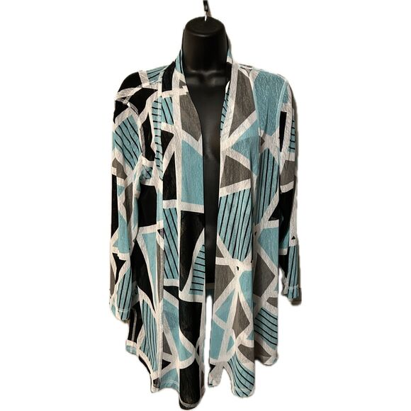 MULTIPLES Women's 3 Quarters Sleeve Collar Open Drapery Front Cardigan Sz Med - Picture 1 of 5